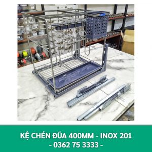 KỆ CHÉN ĐŨA 400MM INOX 201