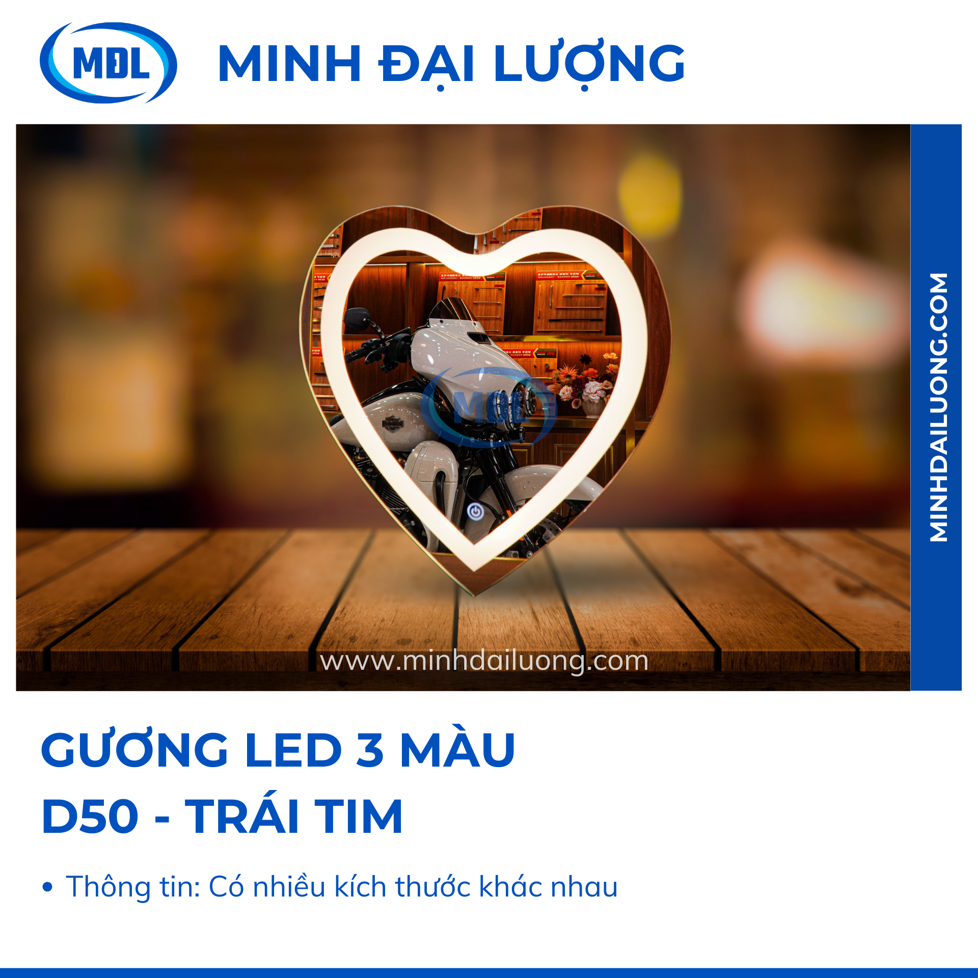 Gương đèn led cảm ứng hình trái tim