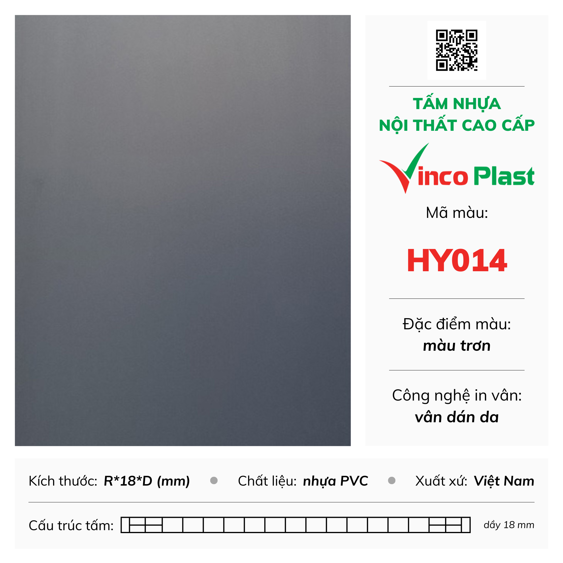 Tấm nhựa nội thất cao cấp Vincoplast màu hy014