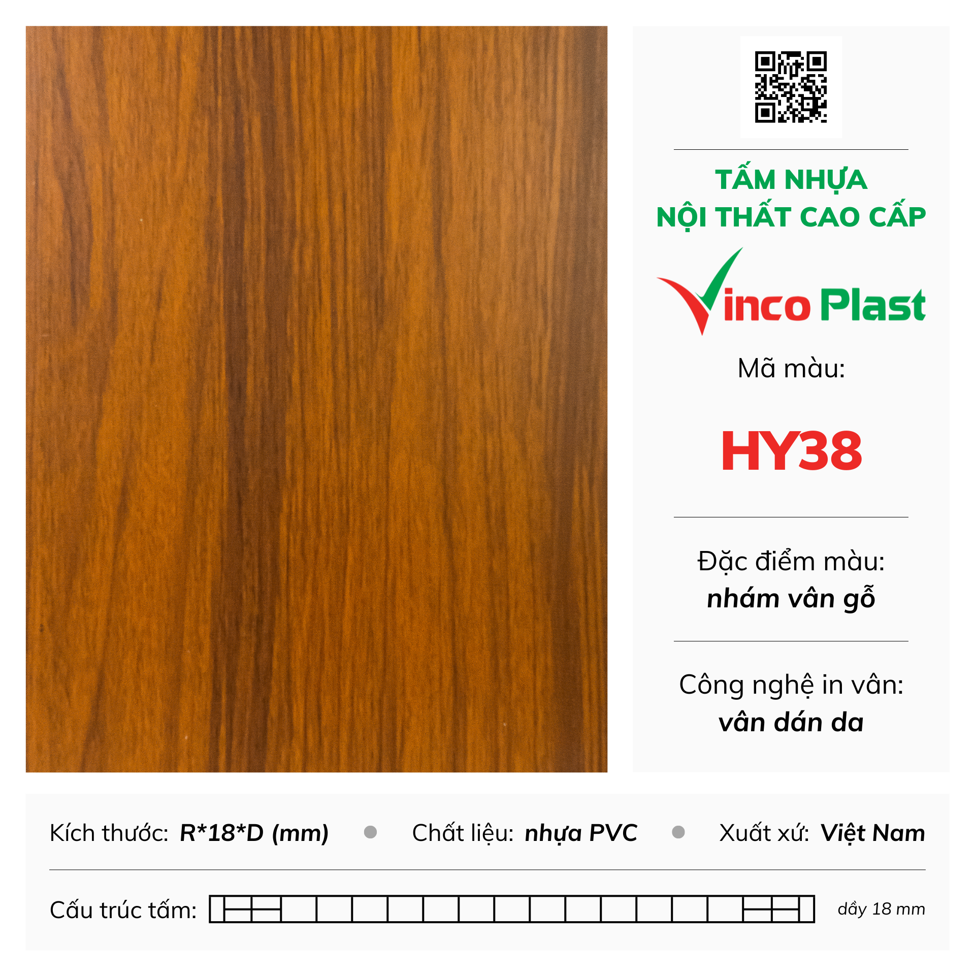 Tấm nhựa nội thất cao cấp Vincoplast màu hy38