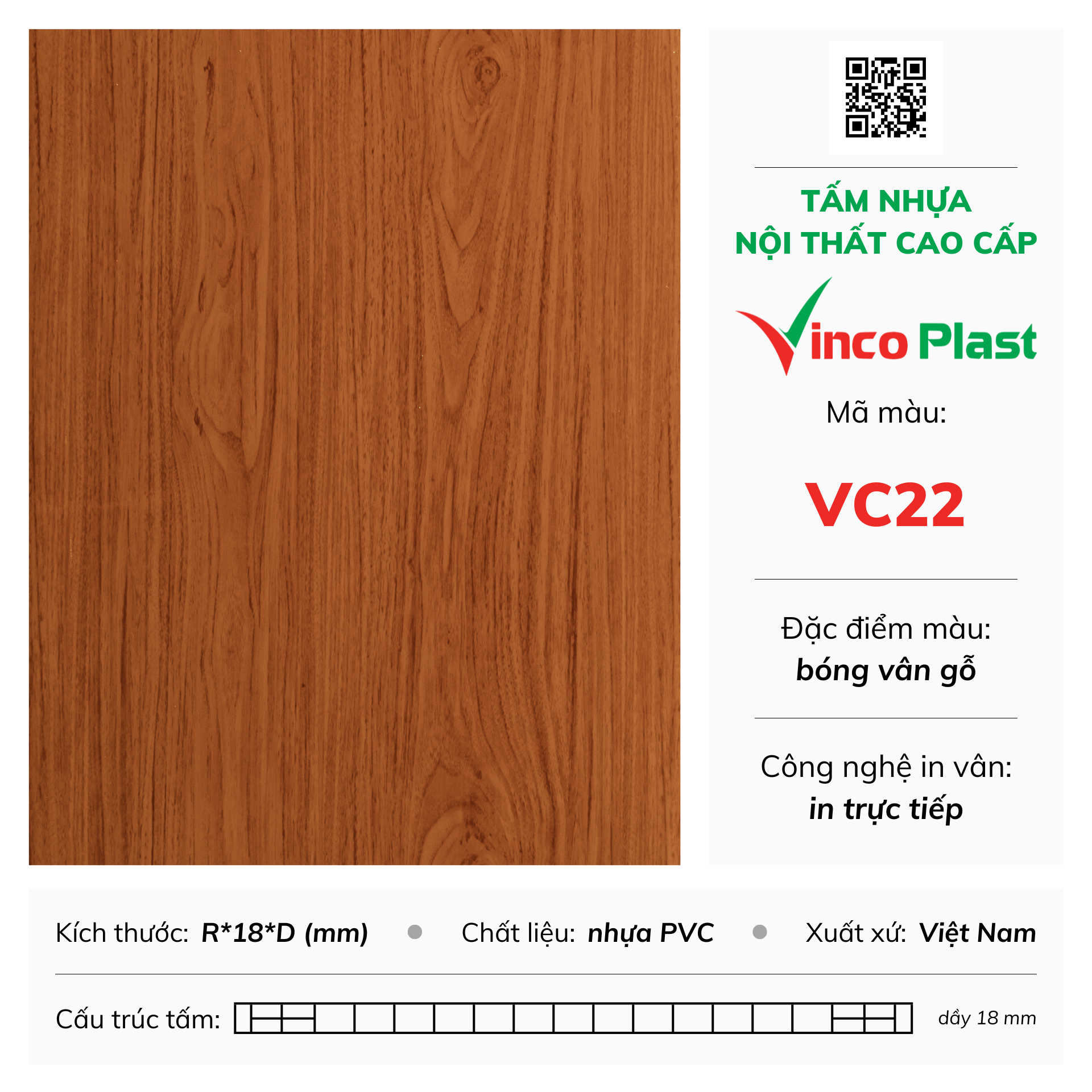 Tấm nhựa nội thất cao cấp Vincoplast màu vc22