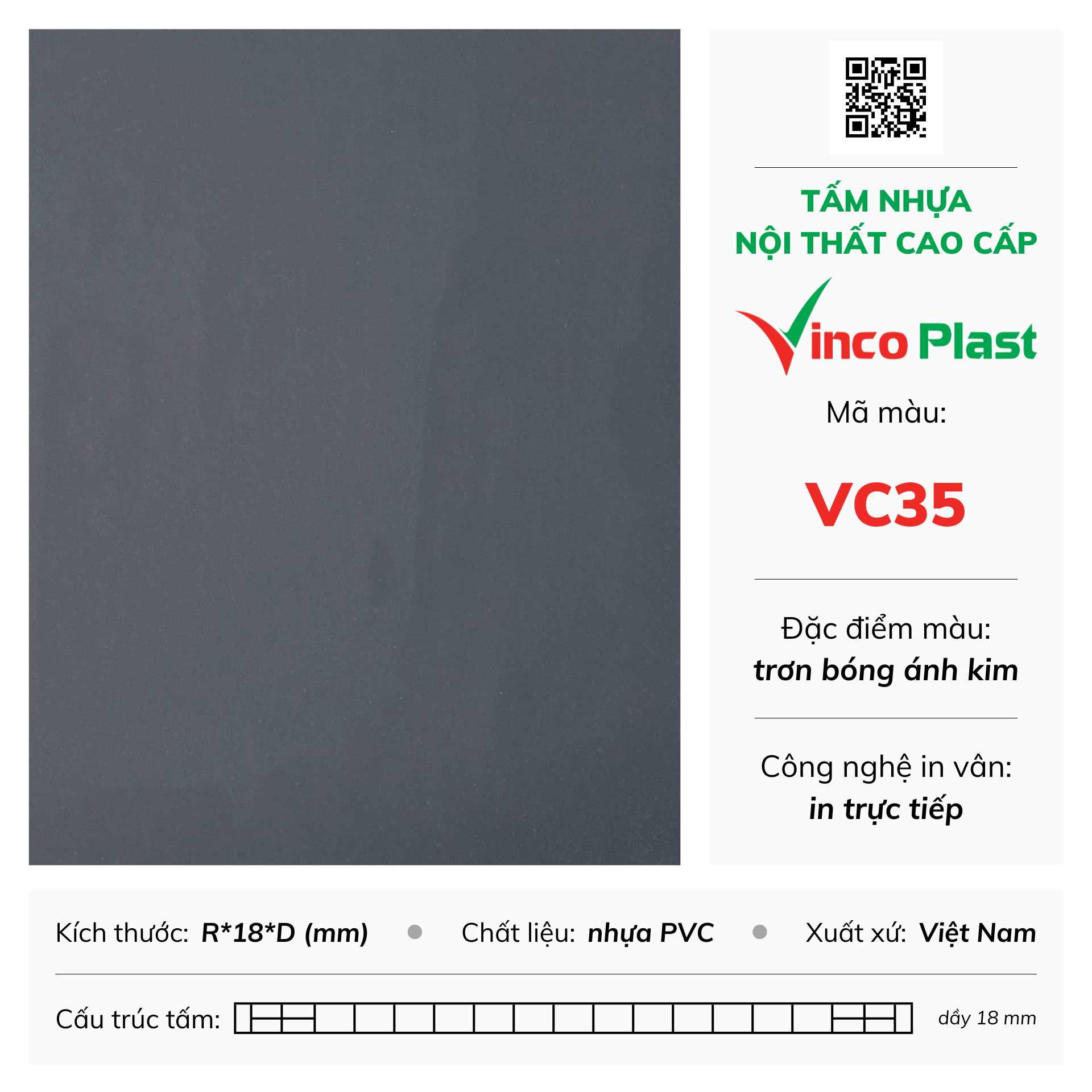 Tấm nhựa nội thất cao cấp Vincoplast màu vc35