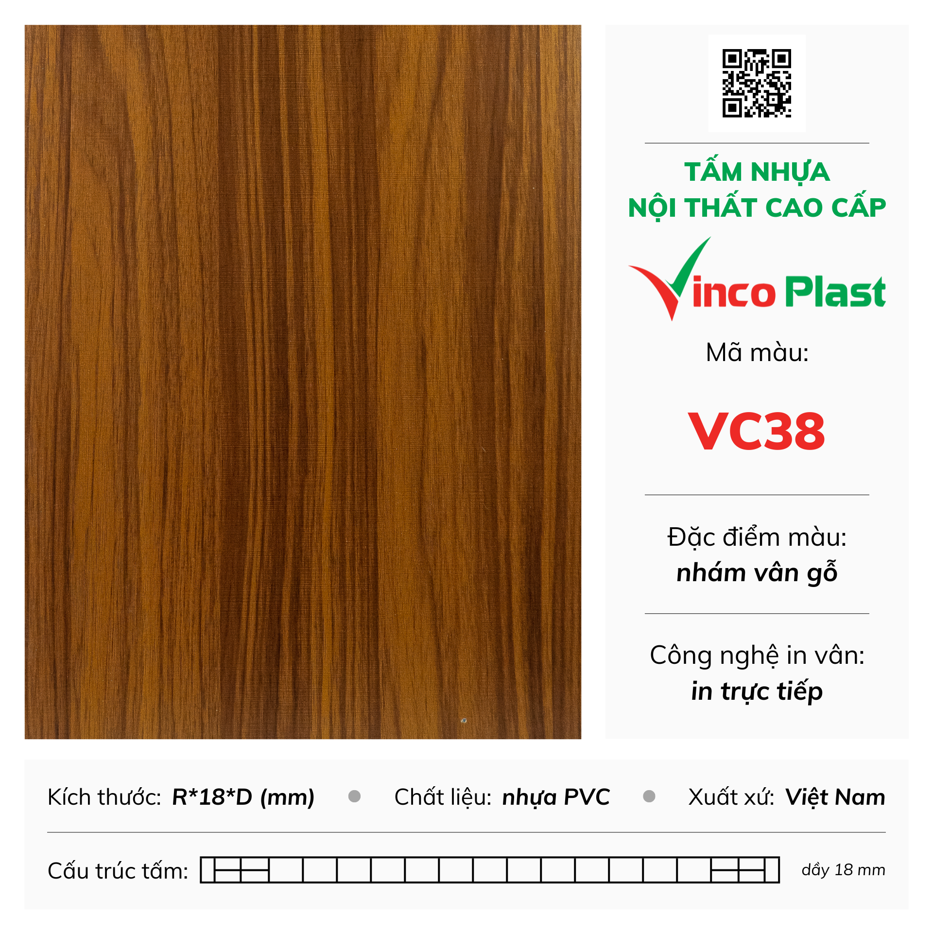 Tấm nhựa nội thất cao cấp Vincoplast màu vc38