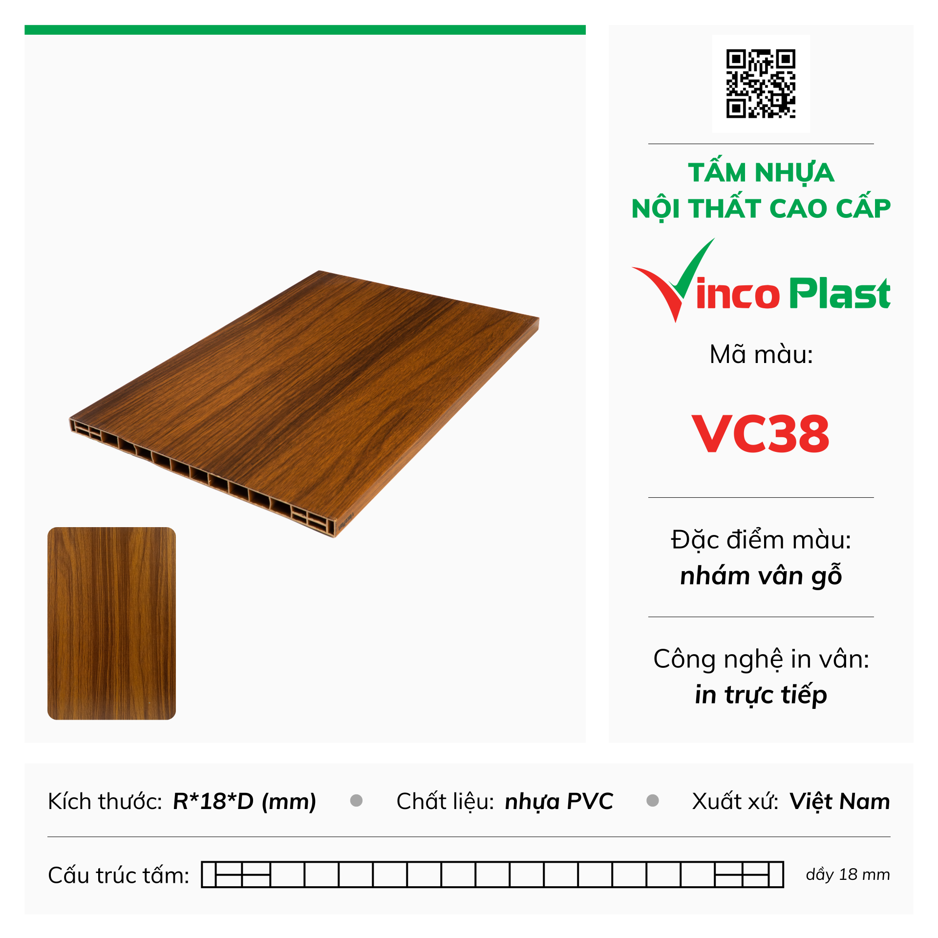 Tấm nhựa nội thất cao cấp Vincoplast màu vc38