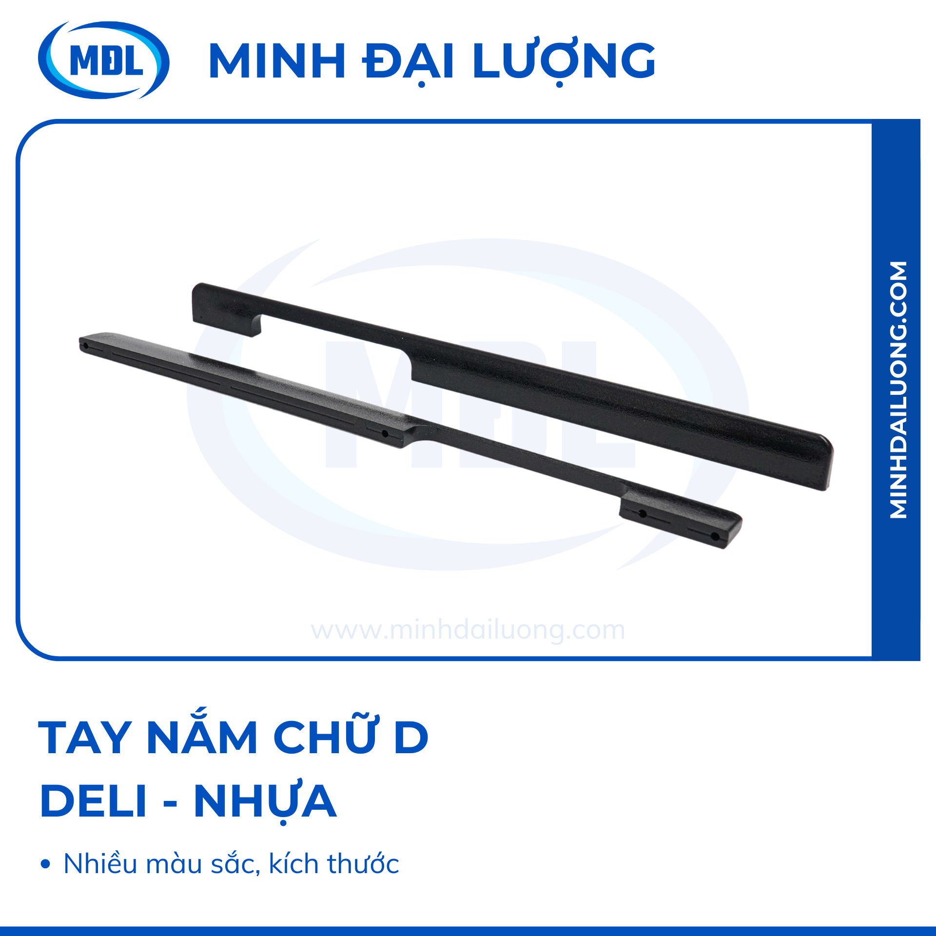 Tay nắm nhựa Deli chữ D màu đen - Minh Đại Lượng