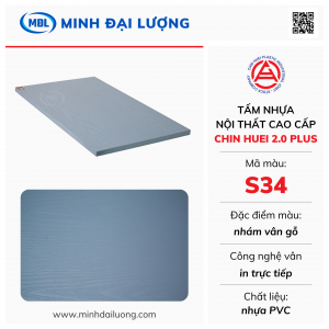 Tấm nhựa nội thất cao cấp Chin Huei 2.0 Plus màu S34