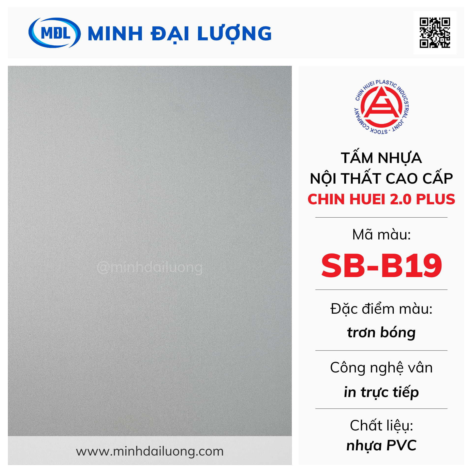 Tấm nhựa nội thất cao cấp Chin Huei 2.0 Plus màu SB-B19