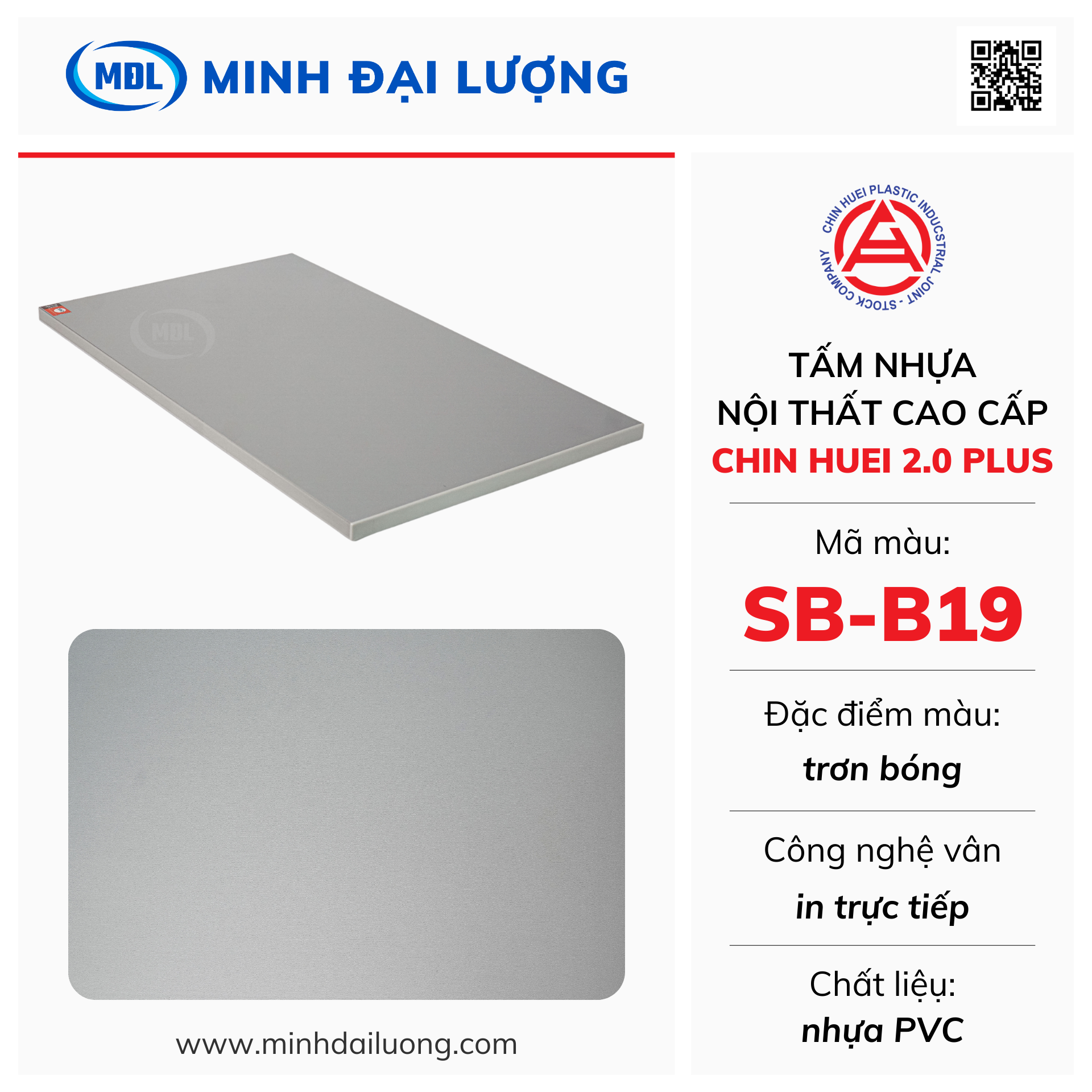 Tấm nhựa nội thất cao cấp Chin Huei 2.0 Plus màu SB-B19