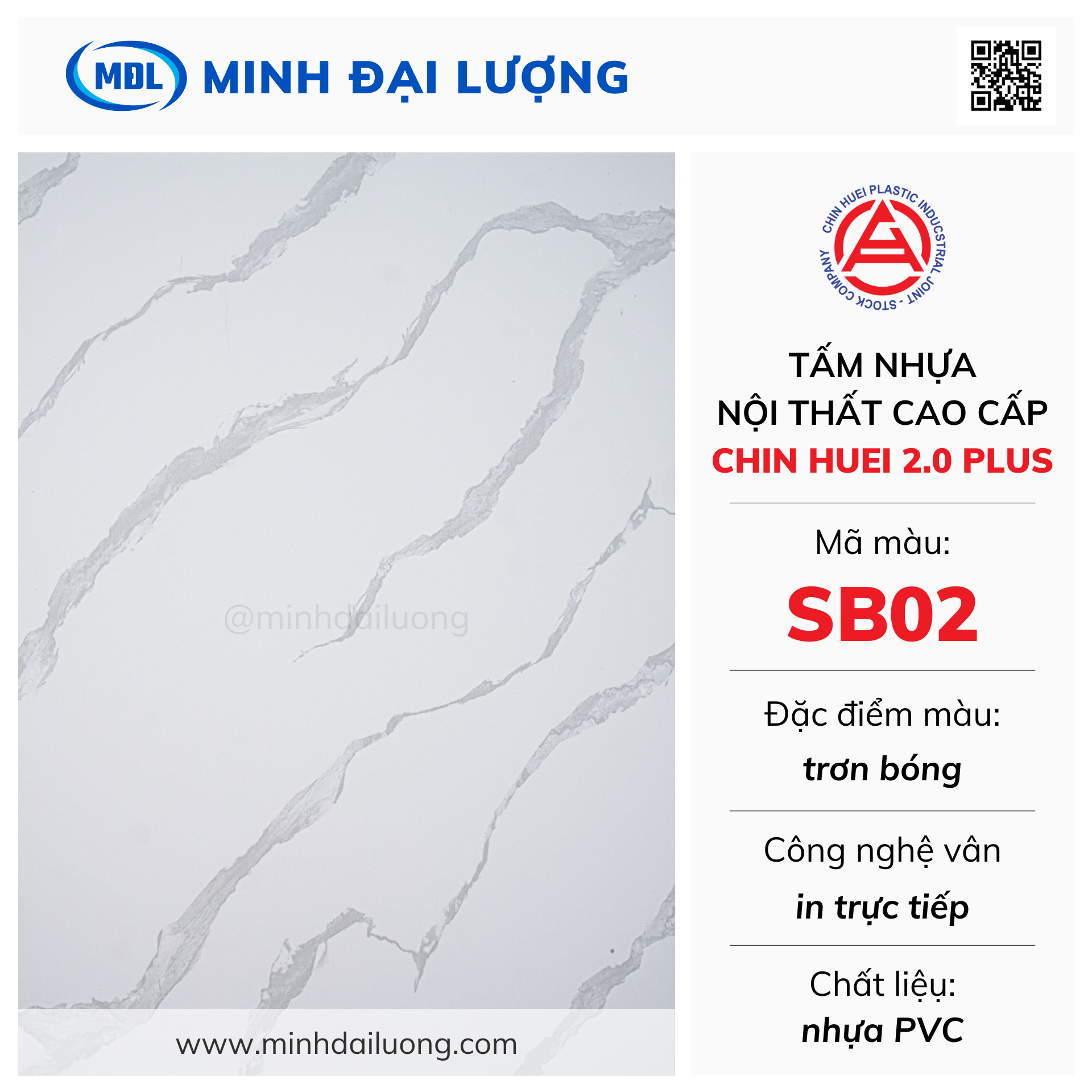 Tấm nhựa nội thất cao cấp Chin Huei 2.0 Plus màu SB02