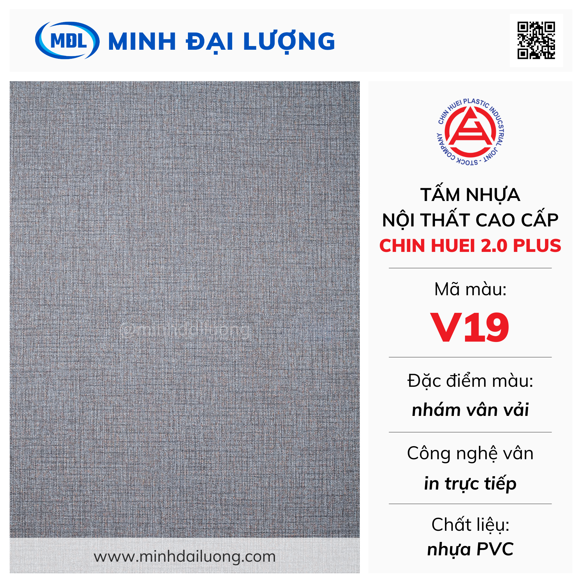 Tấm nhựa nội thất cao cấp Chin Huei 2.0 Plus màu V19