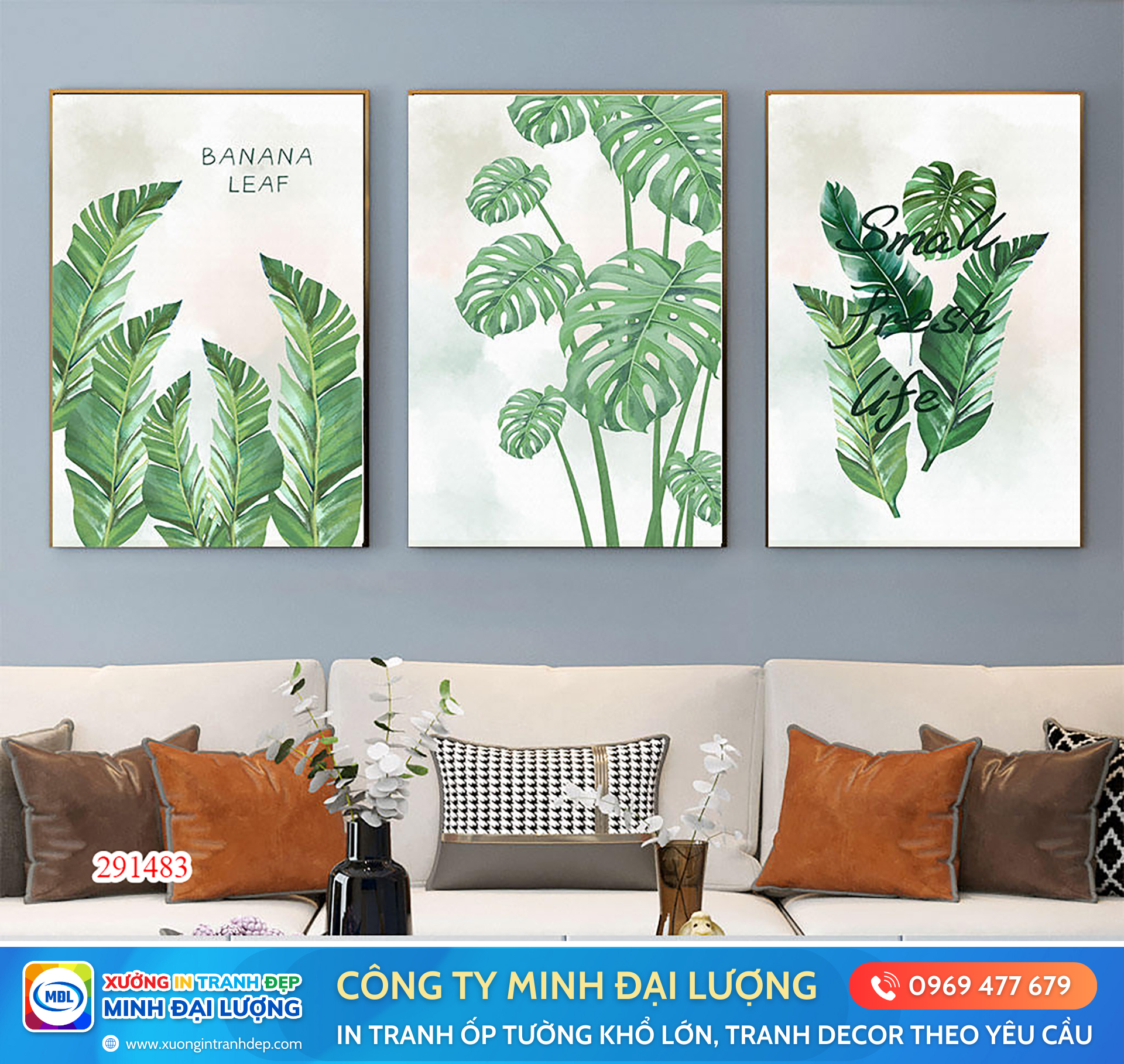 Tranh Decor – Xưởng In Tranh Giá Sỉ Theo Yêu Cầu Chất Lượng Tranh decor hoa lá hiện đại - Xưởng in tranh tráng gương Minh Đại Lượng