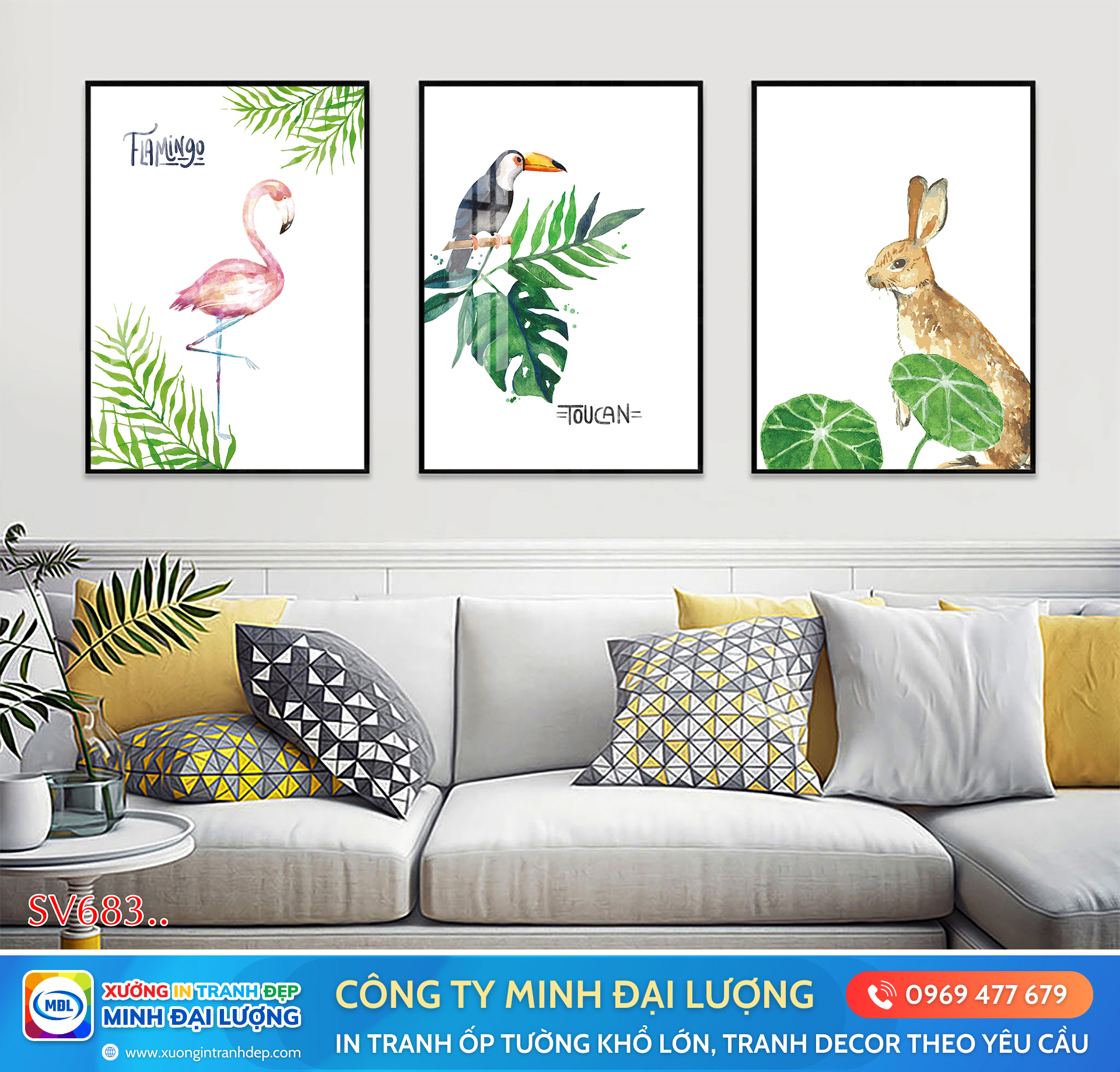 10 Xu Hướng Tranh Decor Nổi Bật Năm 2025 Tranh decor hoa lá màu nước (2)
