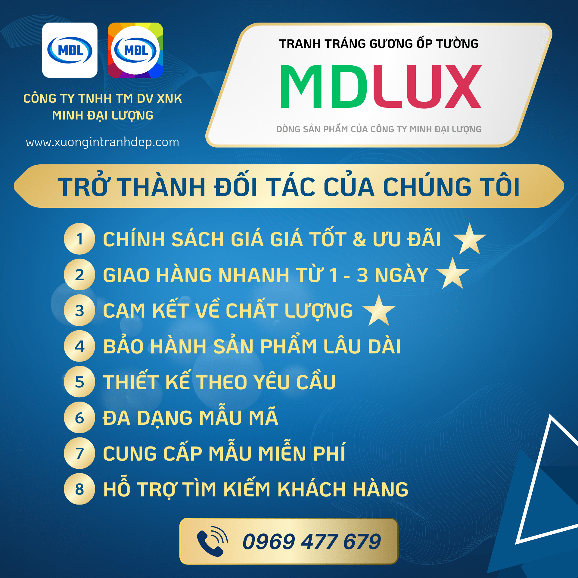 Tranh tráng gương ốp tường MDLUX - Nhà máy sản xuất tranh Minh Đại Lượng (2)