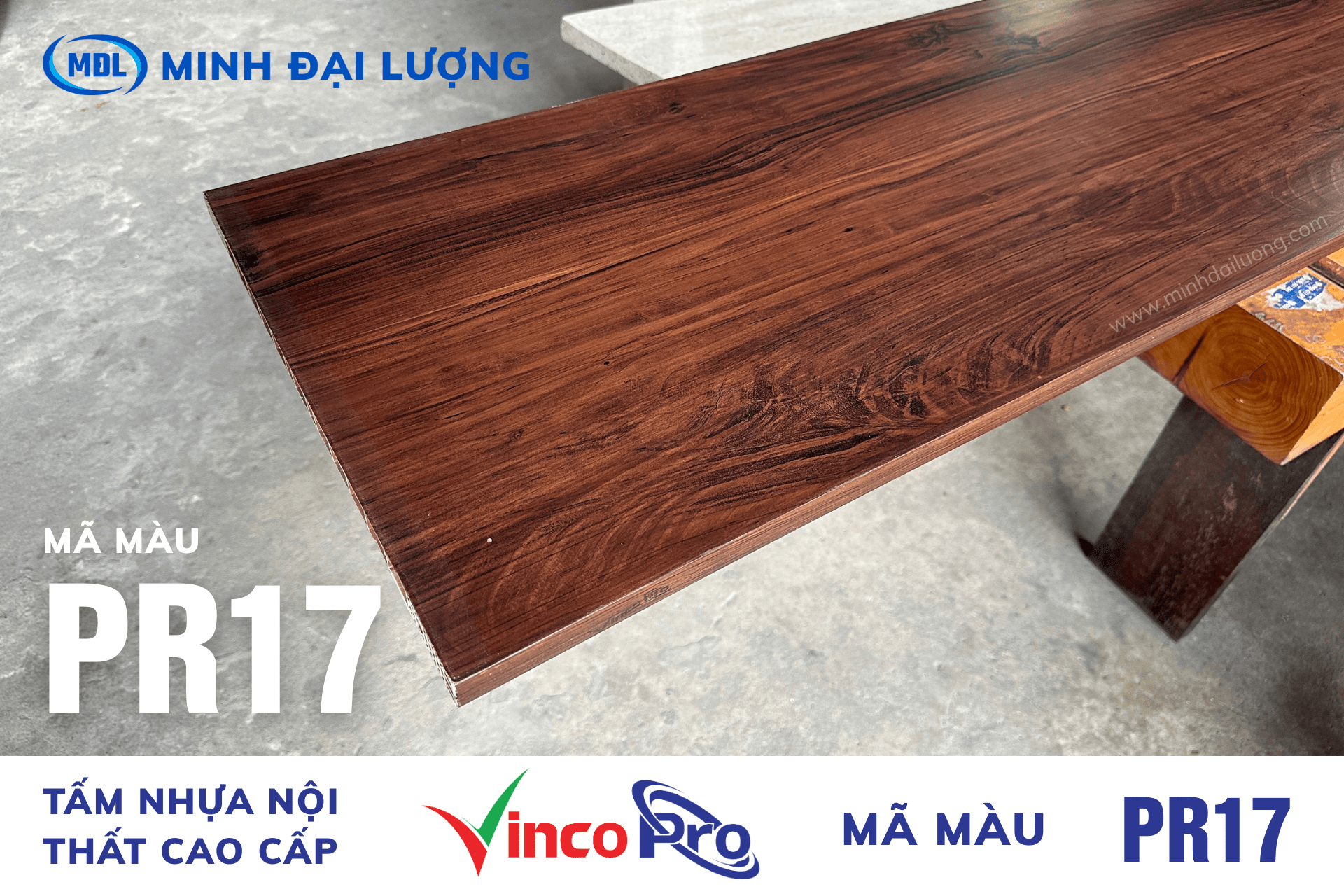 Tấm nhựa VincoPro màu PR17 - Nhà phân phối tấm nhựa nội thất miền nam Minh Đại Lượng